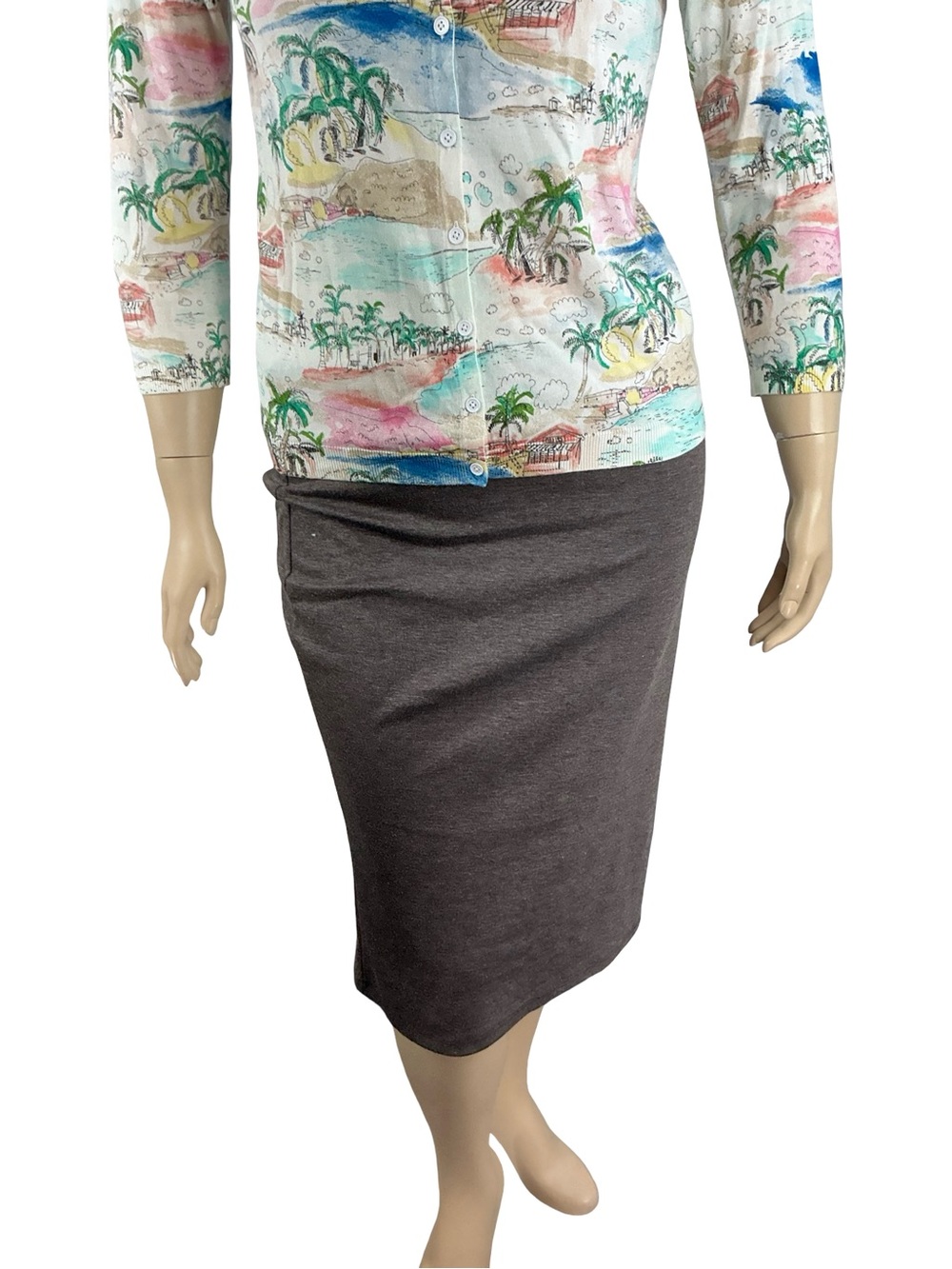 Talbots Tropical Beach Island Cardigan Resort Vacation Size L Cotton Blend - Picture 3 of 7